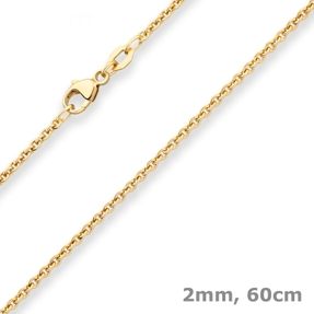 2mm Rund-Ankerkette Kette Collier aus 750 Gold Gelbgold 60cm mit Zwischenöse