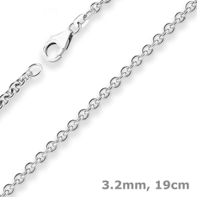 3,2mm Armband Rund-Ankerkette Goldarmband Armschmuck aus 750 Gold Weißgold 19cm