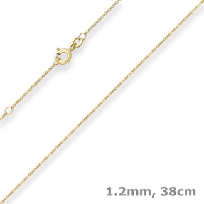 1,2mm Ankerkette flach Kette Collier aus 333 Gold Gelbgold 38cm mit Zwischenöse