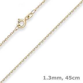 1,3mm Ankerkette diamantiert Kette Collier Halskette aus 333 Gold Gelbgold 45cm