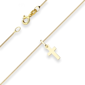 Collier Panzerkette Goldkette Kreuz Halskette aus 375 Gold Gelbgold 42cm