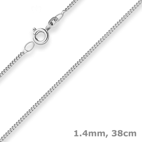 1,4mm Panzerkette Goldkette Collier Halskette aus 333 Gold Weißgold 38cm