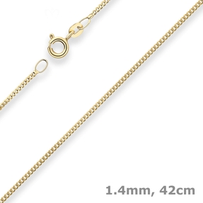 1,4mm Panzerkette Collier Halskette aus 585 Gold Gelbgold 42cm mit Zwischenöse