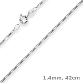1,4mm Panzerkette Collier Halskette aus 585 Gold Weißgold 42cm mit Zwischenöse