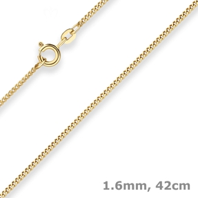 1,6mm Panzerkette Collier Halskette aus 585 Gold Gelbgold 42cm mit Zwischenöse