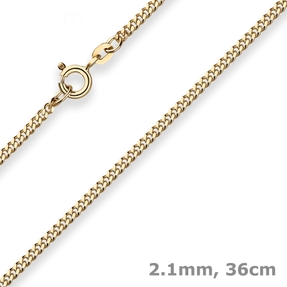 2,1mm Panzerkette Goldkette Collier Halskette aus 585 Gold Gelbgold 36cm