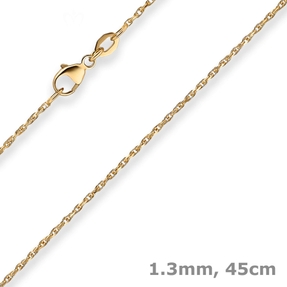 1,3mm Doppelankerkette Goldkette Collier Halskette aus 750 Gold Gelbgold 45cm