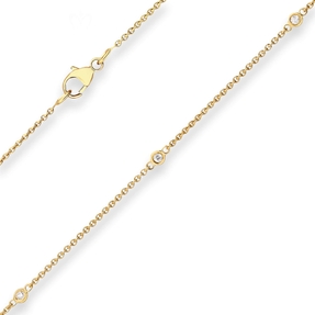 Rund-Ankerkette Goldkette mit Zirkonia Collier aus 375 Gold Gelbgold 45cm