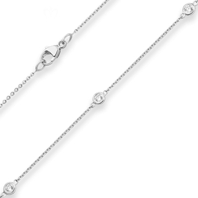 Rund-Ankerkette Goldkette mit Zirkonia Collier aus 375 Gold Weißgold 45cm