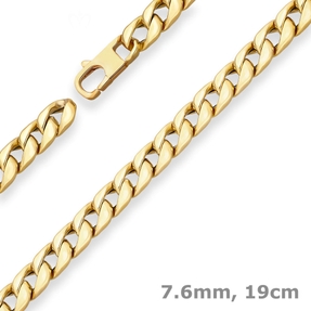 7,6mm Armband Panzerkette Goldarmband Armschmuck aus 585 Gold Gelbgold 19cm