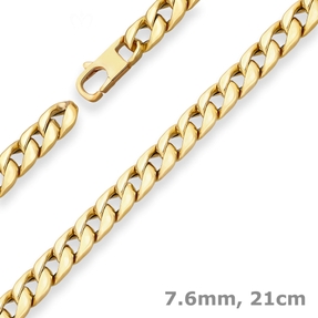 7,6mm Armband Panzerkette Goldarmband Armschmuck aus 585 Gold Gelbgold 21cm