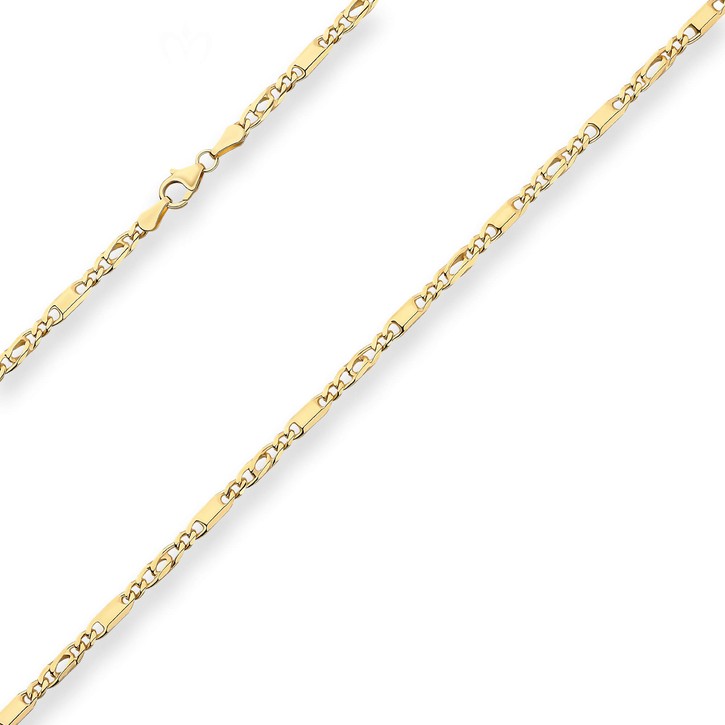3mm Tigeraugenkette aus 585 Gelbgold 50cm