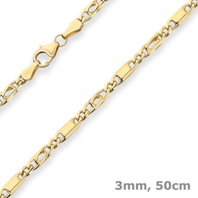 3mm Tigeraugenkette Goldkette Collier Halskette aus 585 Gold Gelbgold 50cm