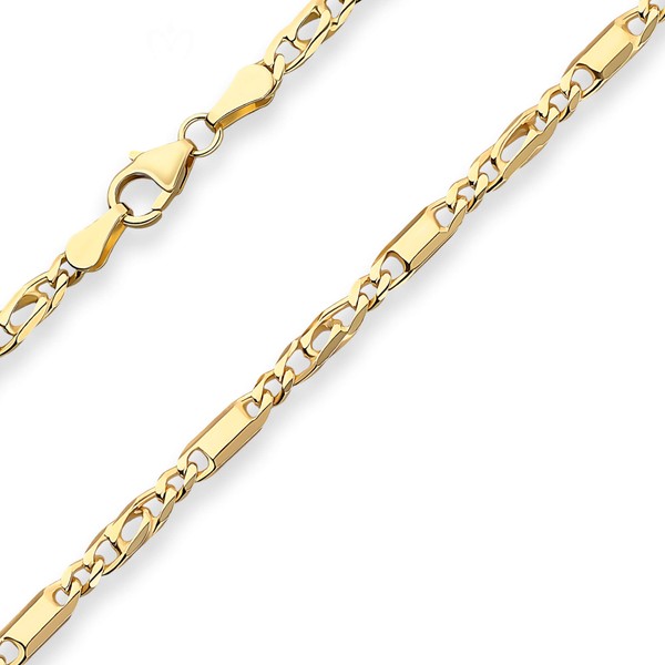 3mm Tigeraugenkette aus 585 Gelbgold 50cm