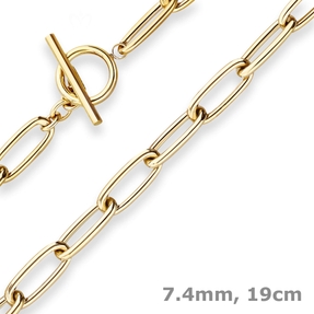 7,4mm Armband Fantasiekette Goldarmband Armschmuck aus 585 Gold Gelbgold 19cm