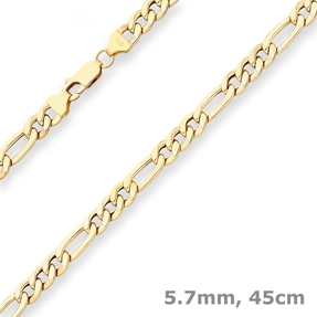 5,7mm Figarokette Goldkette Collier Halskette aus 750 Gold Gelbgold 45cm