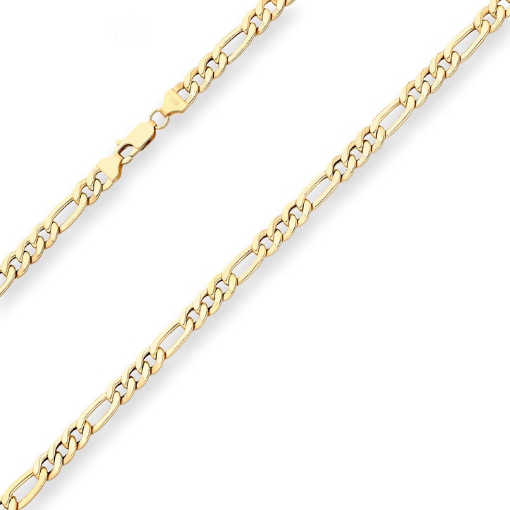 5.7mm Figarokette hohl aus 750 Gelbgold 50cm