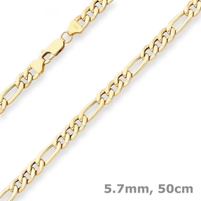 5,7mm Figarokette Goldkette Collier Halskette aus 750 Gold Gelbgold 50cm