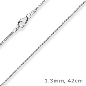1,3mm Zopfkette Goldkette Collier Halskette aus 375 Gold Weißgold 42cm 1,3mm Zopfkette Goldkette Collier Halskette aus 375 Gold Weißgold 42cm