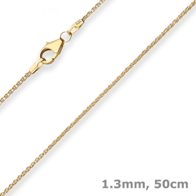 1,3mm Zopfkette Goldkette Collier Halskette aus 585 Gold Gelbgold 50cm 1,3mm Zopfkette Goldkette Collier Halskette aus 585 Gold Gelbgold 50cm