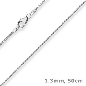 1,3mm Zopfkette Goldkette Collier Halskette aus 585 Gold Weißgold 50cm