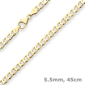 5,5mm Panzerkette weit Goldkette Collier Halskette aus 333 Gold Gelbgold 45cm