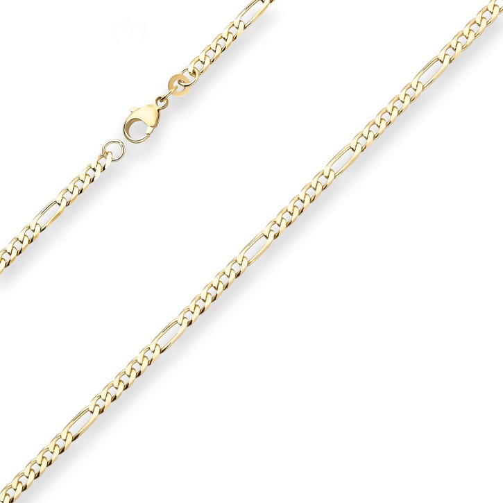 3.4mm Figarokette diamantiert aus 333 Gelbgold 50cm