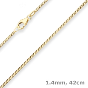 1,4mm Schlangenkette Goldkette Collier Halskette aus 375 Gold Gelbgold 42cm 1,4mm Schlangenkette Goldkette Collier Halskette aus 375 Gold Gelbgold 42cm