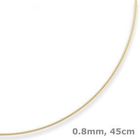 0,8mm Halsreif Tondakette Collier Omegareif Halskette aus 585 Gold Gelbgold 45cm
