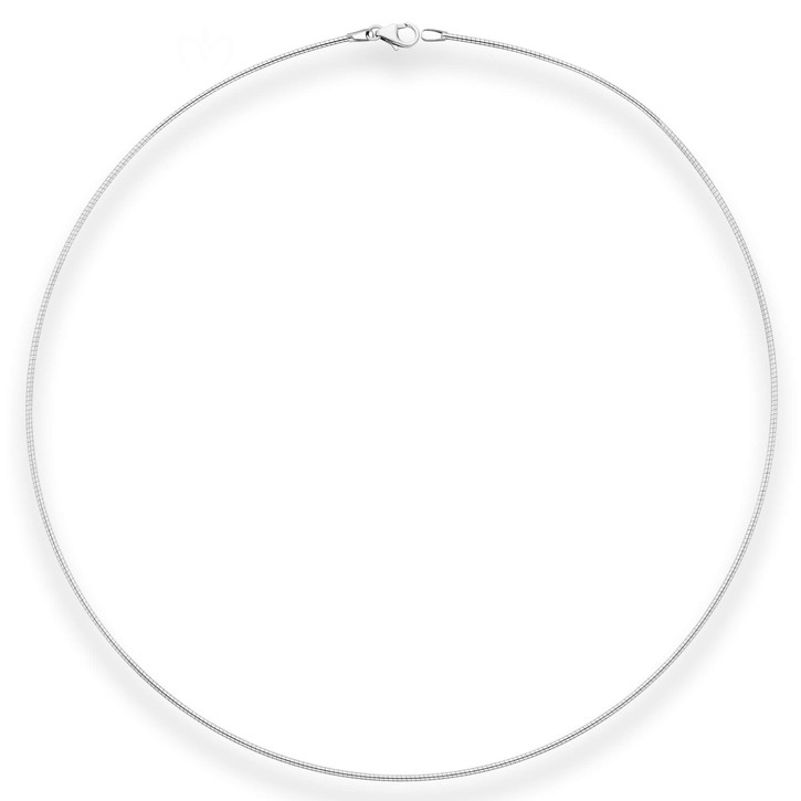 1.2mm Halsreif Omegakette Tondakette aus 750 Weißgold 40cm