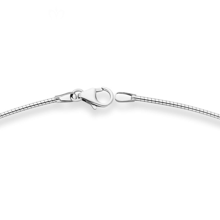 1.2mm Halsreif Omegakette Tondakette aus 750 Weißgold 40cm