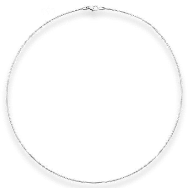 1.2mm Halsreif Omegakette Tondakette aus 750 Weißgold 40cm