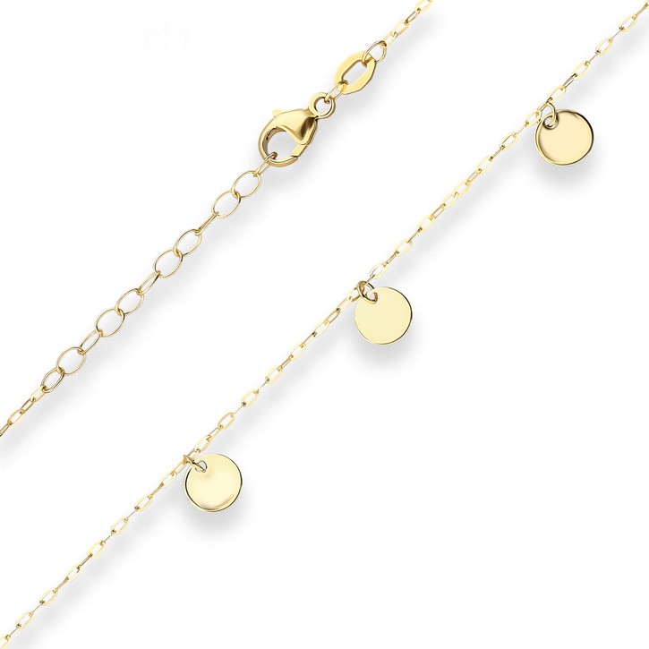 Ankerkette flach runde Plättchen aus 585 Gelbgold 16cm