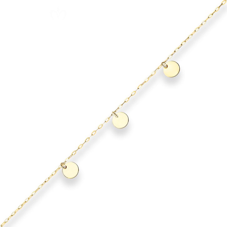 Ankerkette flach runde Plättchen aus 585 Gelbgold 16cm