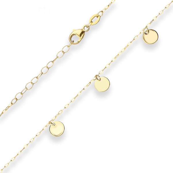 Ankerkette flach runde Plättchen aus 585 Gelbgold 16cm
