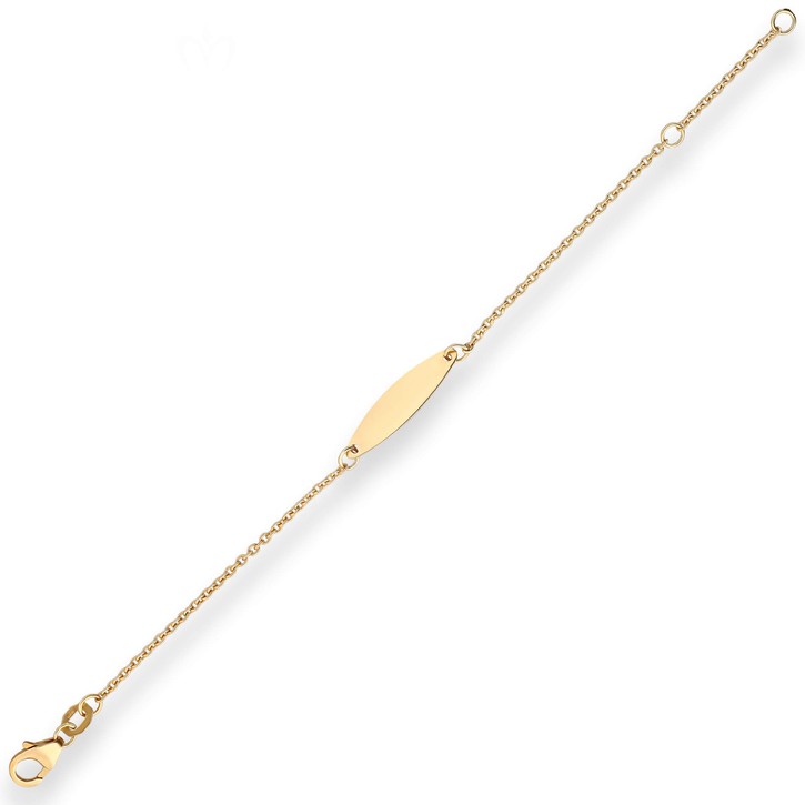 Id-Armband Rund-Ankerkette Schildband aus 750 Gelbgold 14cm