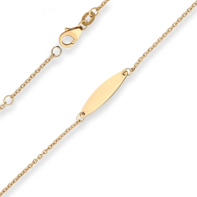 Id-Armband Rund-Ankerkette Schildband Armschmuck aus 750 Gold Gelbgold 14cm