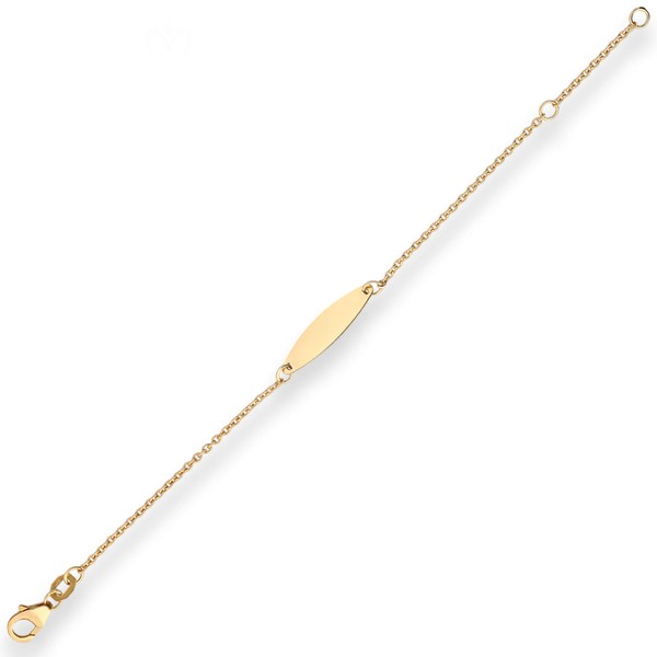 Id-Armband Rund-Ankerkette Schildband aus 750 Gelbgold 14cm