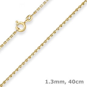 1,3mm Ankerkette diamantiert Kette Collier Halskette aus 333 Gold Gelbgold 40cm 1,3mm Ankerkette diamantiert Kette Collier Halskette aus 333 Gold Gelbgold 40cm