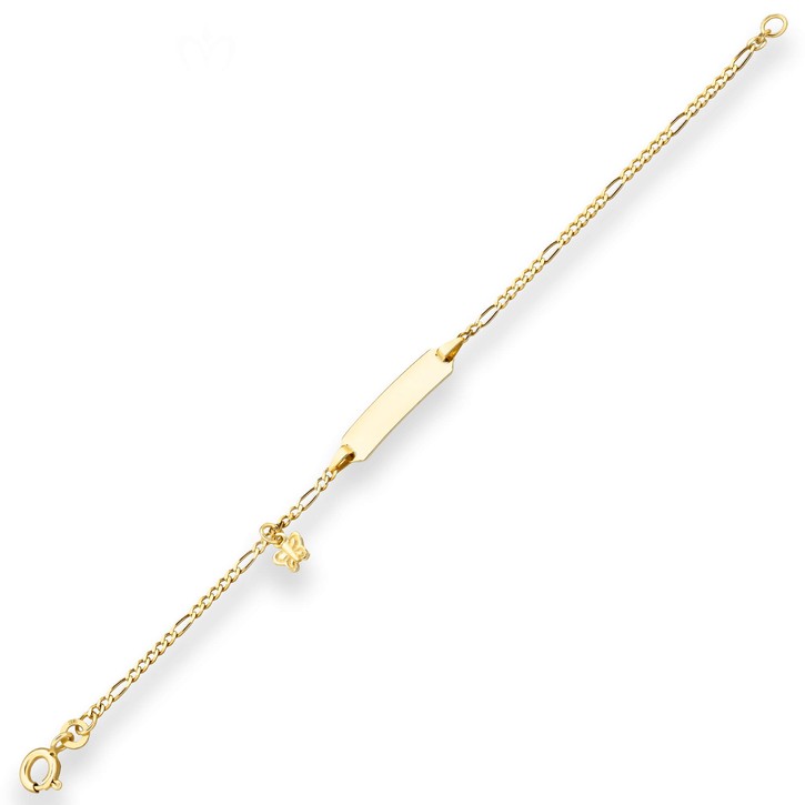 1.9mm Id-Armband Figarokette diamantiert aus 333 Gelbgold 14cm