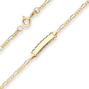 2,1mm Id-Armband Figarokette diamantiert Schildband aus 585 Gold Gelbgold 14cm 2,1mm Id-Armband Figarokette diamantiert Schildband aus 585 Gold Gelbgold 14cm