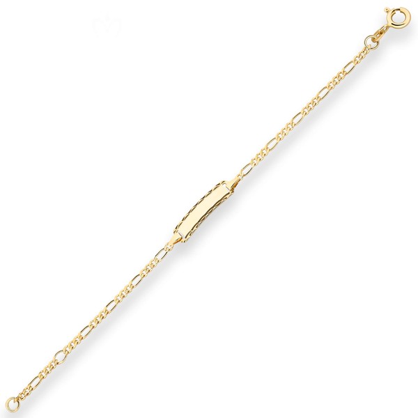 Id-Armband Figarokette diamantiert Schildband 333 Gelbgold 16cm