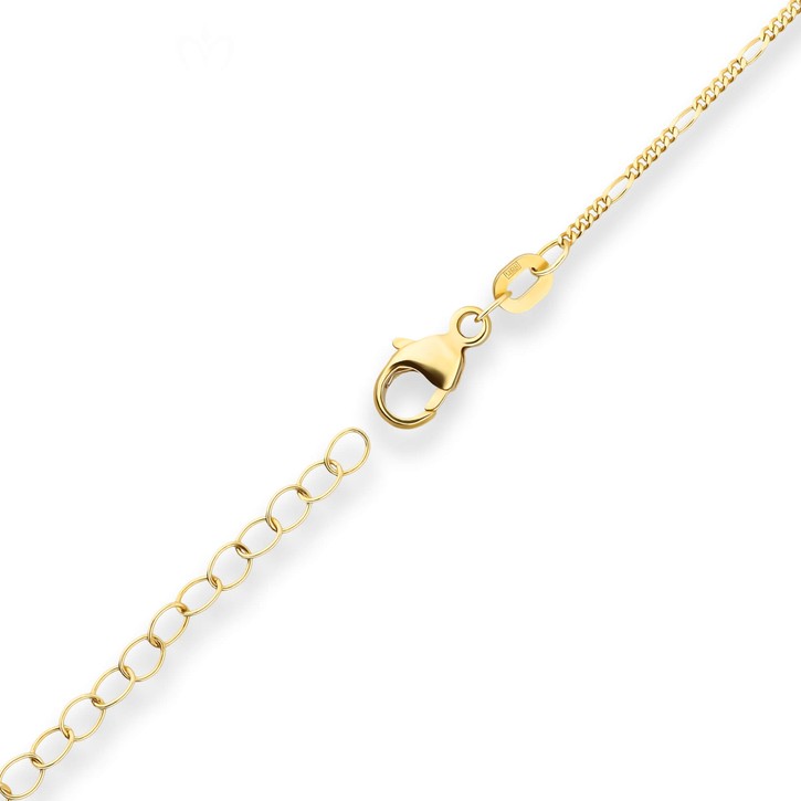 Figarokette diamantiert runde Plättchen aus 585 Gelbgold 38cm