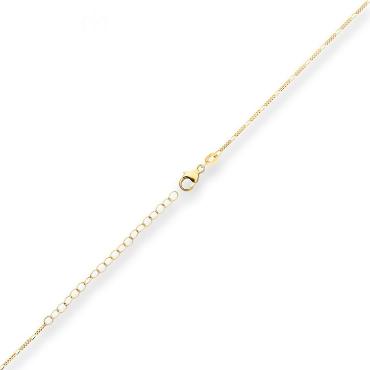 Figarokette diamantiert runde Plättchen aus 585 Gelbgold 38cm