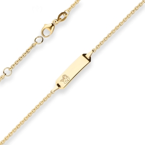 Id-Armband Rund-Ankerkette Schildband, Engel aus 750 Gold Gelbgold 14cm Id-Armband Rund-Ankerkette Schildband, Engel aus 750 Gold Gelbgold 14cm