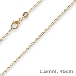 1,5mm Figarokette diamantiert Kette Collier Halskette aus 750 Gold Gelbgold 45cm
