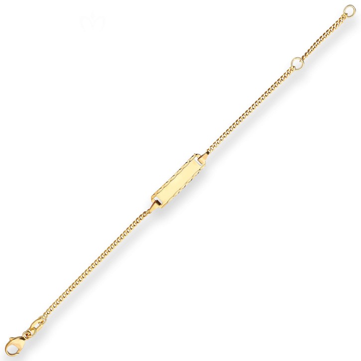 1.7mm Id-Armband Panzerkette Schildband aus 750 Gelbgold 14cm