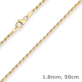 1,8mm Kordelkette massiv Goldkette Collier Halskette aus 750 Gold Gelbgold 50cm 1,8mm Kordelkette massiv Goldkette Collier Halskette aus 750 Gold Gelbgold 50cm