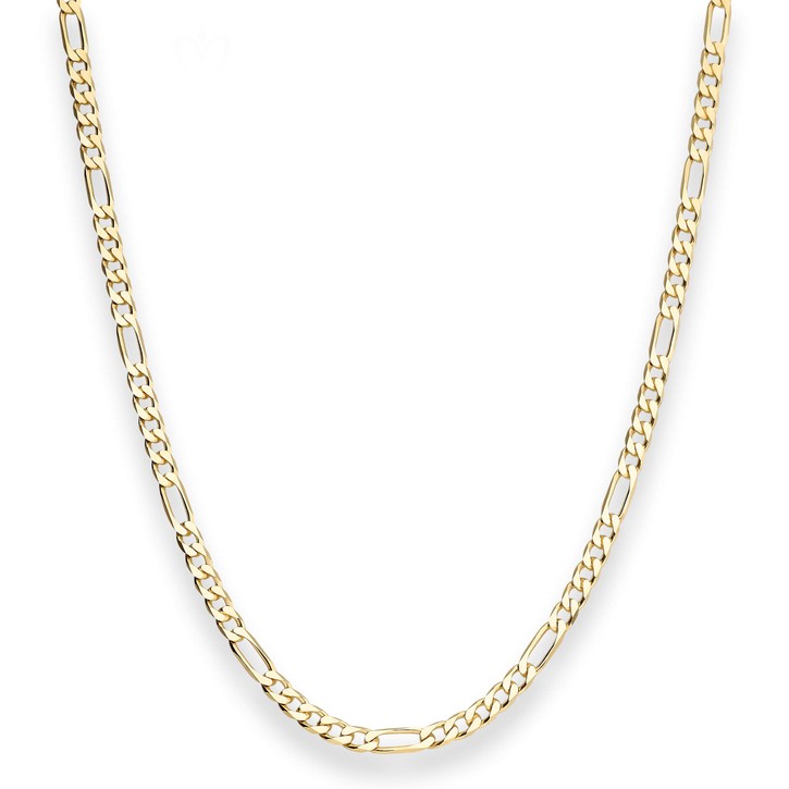3.4mm Figarokette diamantiert aus 333 Gelbgold 45cm