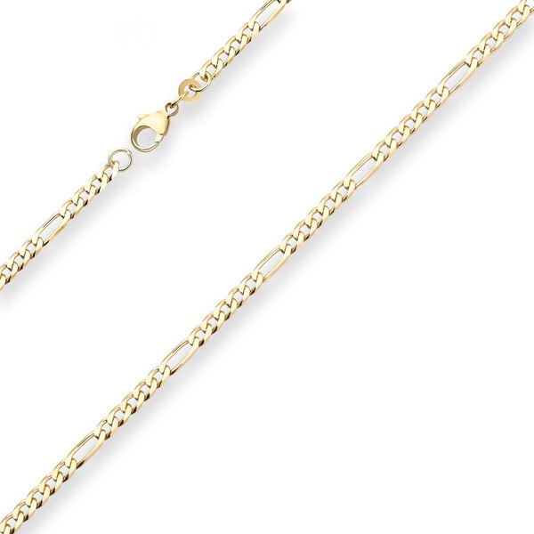 3.4mm Figarokette diamantiert aus 333 Gelbgold 60cm